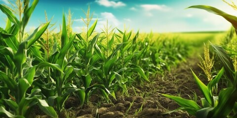 Cultivated corn field earth day concept