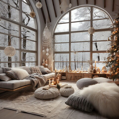 Wall Mural - AI-Generated Winter holiday boho chic decorating ideas