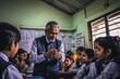 © Anne Schaum - Indian teacher and students in classroom.