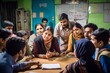 © Anne Schaum - Group of young indian people attending a lesson in a school.