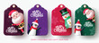 © ZeinousGDS - Christmas characters tags vector set design. Merry christmas text with xmas characters in gifts tag and sticker lay out collection. Vector illustration holiday season decoration.