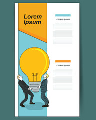 Canvas Print - businessman and lightbulb design.  Vector outline illustration
