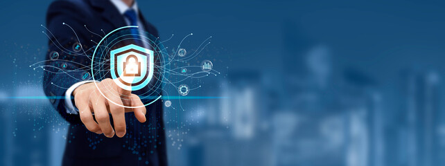 cyber security and protection of private information and data concept. financial data to protect per