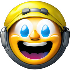 yellow happy emoji icon wearing a hat,  illustration 3D
