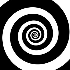 Poster - Hypnotic spirals background. Radial optical illusion. Black and white swirl tunnel wallpaper. Spinning concentric curves. Vortex or whirlpool design for poster, banner, flyer. Vector illustration