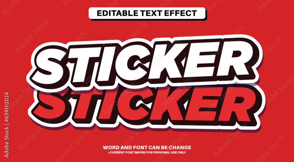 Editable Sticker Text Effect Stock Vector | Adobe Stock