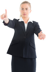 Poster - Digital png photo of caucasian businesswoman on transparent background