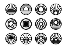 Set Of Abstract Line Sun Circle Logo Icon Design