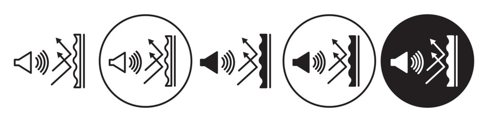 Soundproof icon. Voice reflection or shock wave absorber wall material for recording studio symbol. Vector set of acoustic noise cancellation audio device technology. Flat outline  logo of layer panel