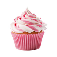 Cupcake With Pink Icing On Transparent Background Remove Png, Clipping Path