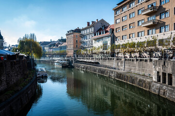 Art, historic buildings and colors of the Slovenian capital. Ljubljana.