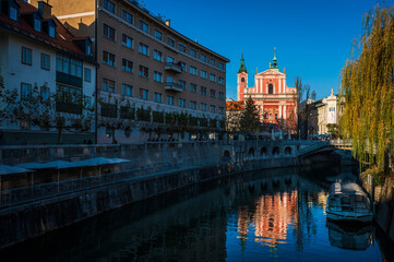 Art, historic buildings and colors of the Slovenian capital. Ljubljana.