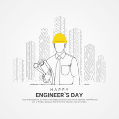 World Engineers Day, creative concept with line art. Vector illustration.