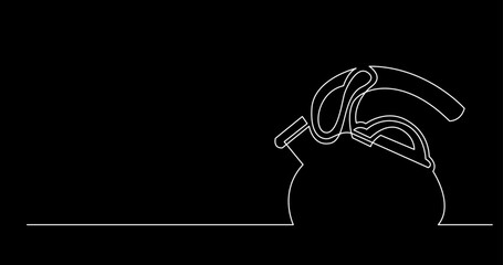 Wall Mural - continuous line drawing vector illustration with FULLY EDITABLE STROKE of tea or coffee drinks as a concept of cafe on black background