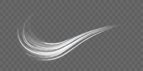 Wall Mural - White shiny sparks of spiral wave. Imitation of the exit of cold air from the air conditioner. Vector illustration stream of fresh wind png.