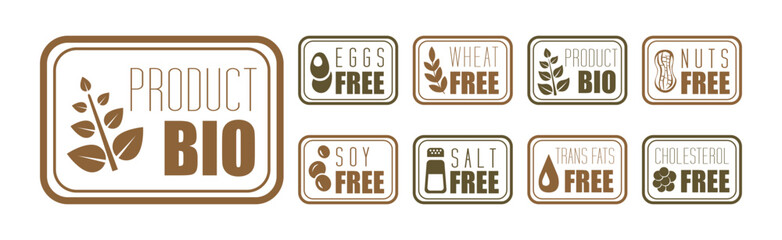 Poster - Allergen Free Icons and Product Sign Vector Set