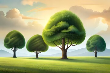 Wall Mural - tree on the grass