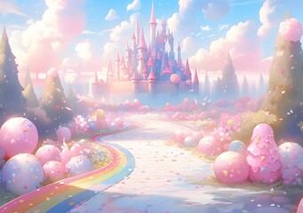 Wall Mural - Sweet candy world illustration