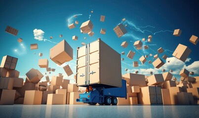 logistics cargo and delivery industry concepts with package and service system.business economy demand and supply.generative ai technology, Generative AI