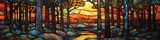 Fototapeta Kuchnia - Stained Glass Window Landscape 19th Century American Style