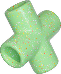 Wall Mural - 3D abstract light green terrazzo plus in a surreal style with a transparent background. Geometric shape.