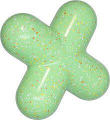 Wall Mural - 3D abstract light green terrazzo plus in a surreal style with a transparent background. Geometric shape.