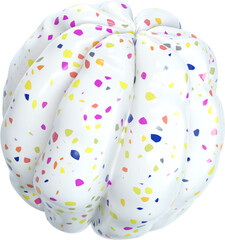 Wall Mural - 3d abstract white terrazzo inflated shape in a playful style with a transparent background. geometri