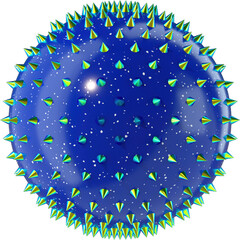 Wall Mural - 3D abstract blue terrazzo plastic ball with metal chrome rhinestones in a playful style with a transparent background