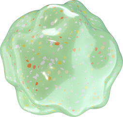 Wall Mural - 3d abstract light green terrazzo ball in a surreal style with a transparent background. geometric sh