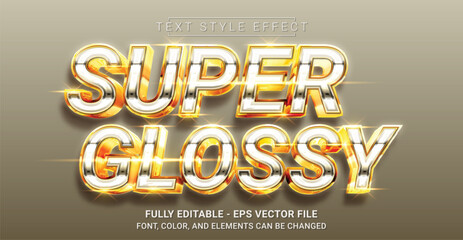 Canvas Print - Super Glossy Text Style Effect. Editable Graphic Text Template.