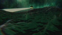 A Beacon Of Hope. A Lighthouse In A Thunderstorm. Point Of View Of A Shipwreck Survivor. Loopable.
