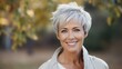 © standret - Portrait of mature woman that is in park. Beautiful illustration picture. Generative AI