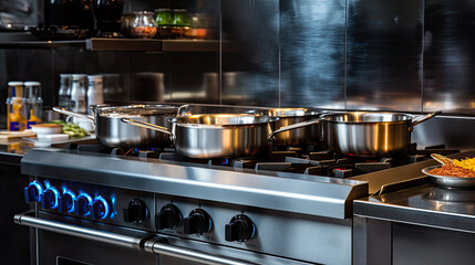 Wall Mural - Empty restaurant kitchen with professional equipment