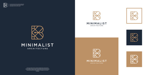 Wall Mural - Abstract architecture logo design template. Minimalist artistic logo letter B.