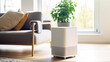 © JKLoma - photograph of Air purifier in cozy white living room .