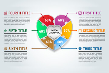 Wall Mural - vector heart circle puzzle infographic. template for love cycle diagram, graph, presentation, round 