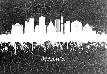 Wall Mural - Ottawa skyline B&W