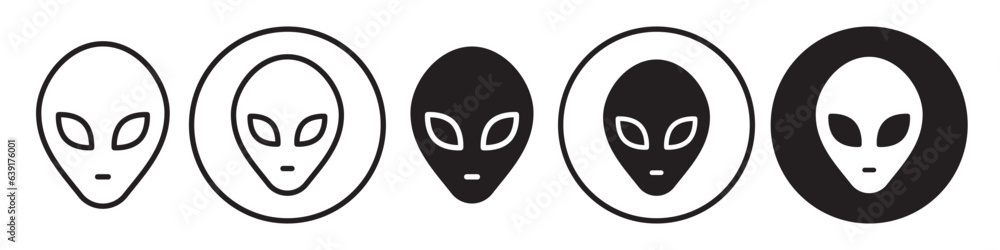 Alien Face Mask icon set. Symbol of invader in our galaxy universe ...