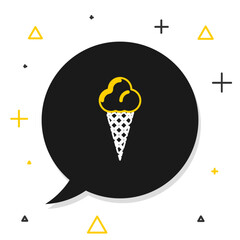 Sticker - Line Ice cream in waffle cone icon isolated on white background. Sweet symbol. Colorful outline concept. Vector