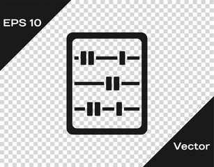 Black Abacus icon isolated on transparent background. Traditional counting frame. Education sign. Mathematics school. Vector