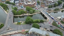 Drone Aerial View Of The City Maidstone In England