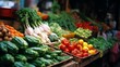 Abundant produce thrives at bustling market stalls