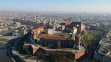 Flying Around Wawel Royal Castle In Krakow, Poland