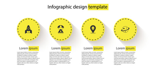 Poster - Set Rocket ship, Space capsule, Alien and Planet Saturn. Business infographic template. Vector