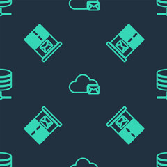 Canvas Print - Set line Cloud mail server, Mail and Server, Data, Web Hosting on seamless pattern. Vector