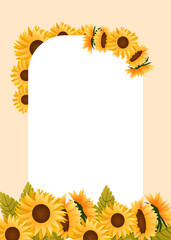 Wall Mural - Invitation Card with Sunflower. Suitable for wedding invitaiton, party invitation and etc