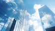 © standret - Reflective skyscrapers business office buildings. Beautiful illustration picture. Generative AI