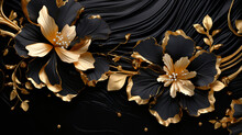 3d Wallpaper For Wall Frame Fractal Flowers Golden