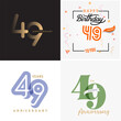 49 years anniversary vector number icon, birthday logo label, anniversary design