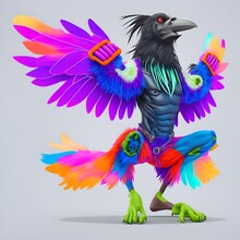 Colorful Funny Dancing Crow